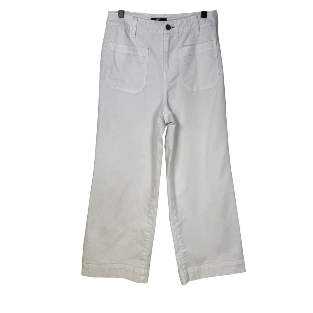 Frye Womens White Wide Leg Crop Patch Pocket Pants High Rise Size 27/4